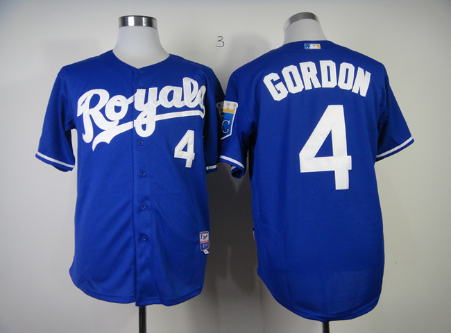 Men Kansas City Royals 4 Gordon Blue MLB Jerseys